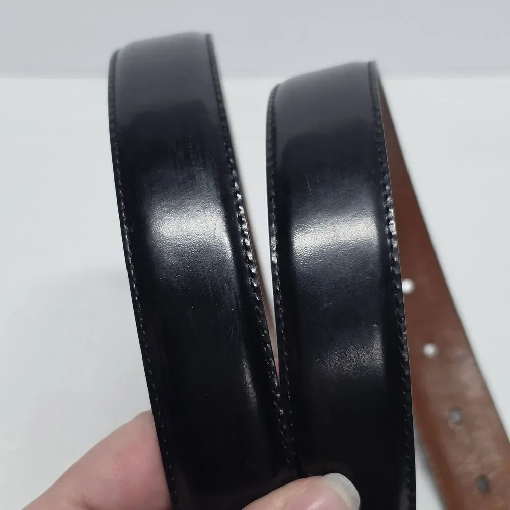 Coach Women’s Black Shine Leather Classic Belt Sz 36 Minimalist Business Casual